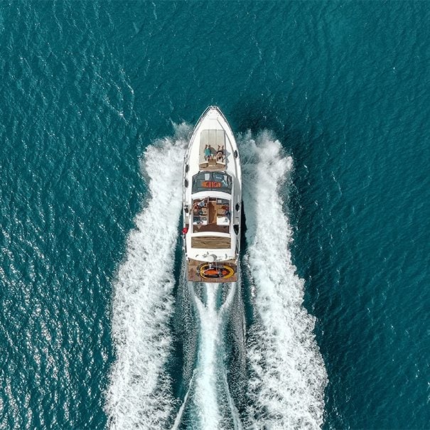 Yacht driving through the sea